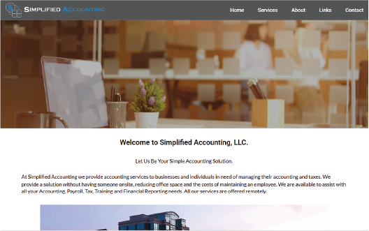 Small image of Simplified Accounting's homepage.